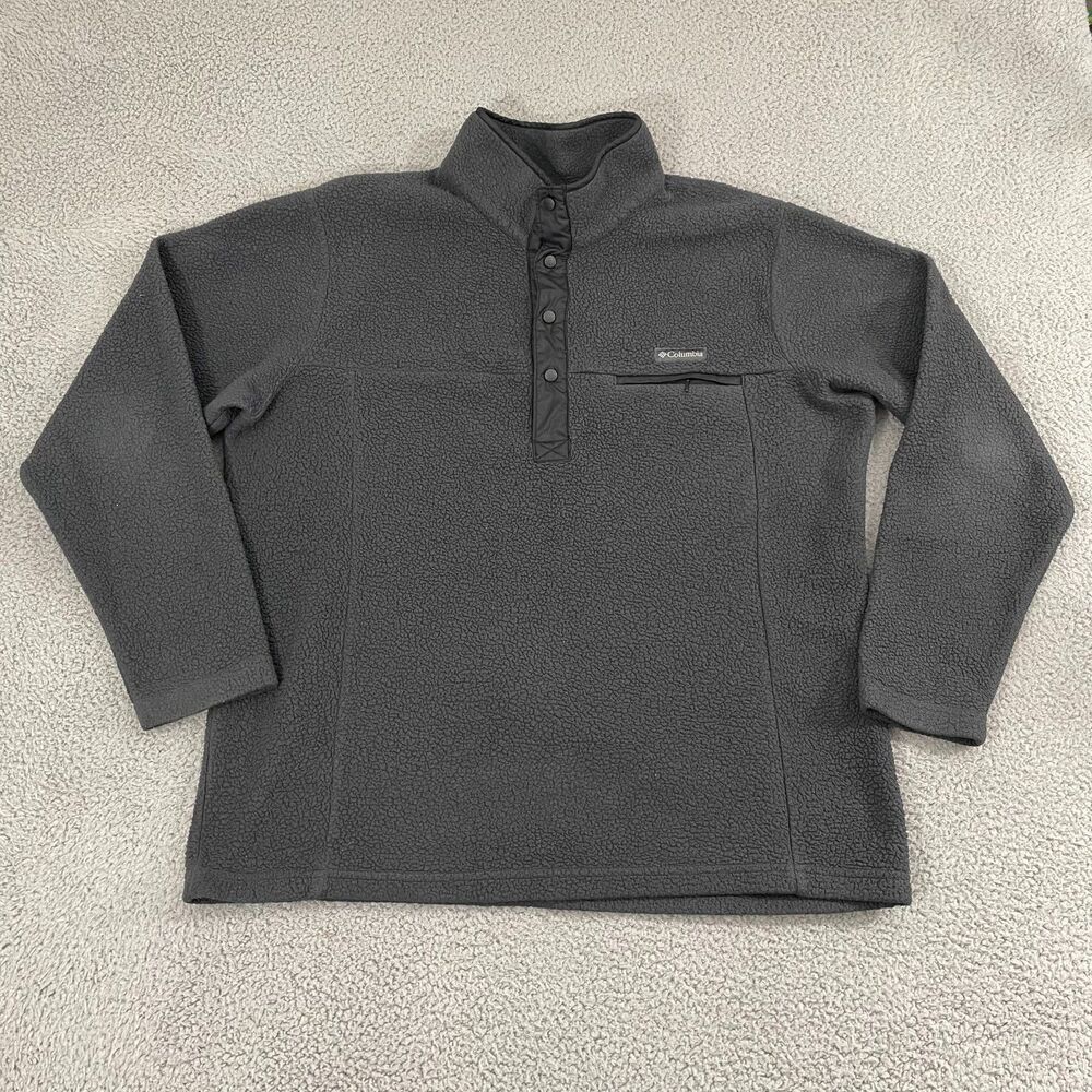 Columbia 1/4 Snap Fleece Men L Gray Pullover Outdoors‎ Sweatshirt